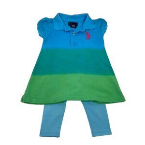 Ralph Lauren Baby Girls‎ Dress and Leggings Size 12M Ombre Embroidered Pony